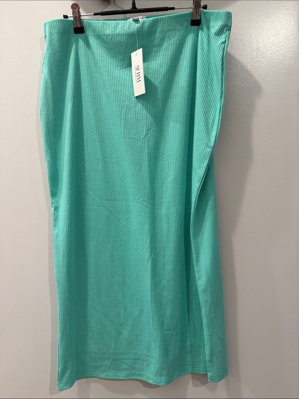 AFRM Turquoise Ribbed Maxi Skirt